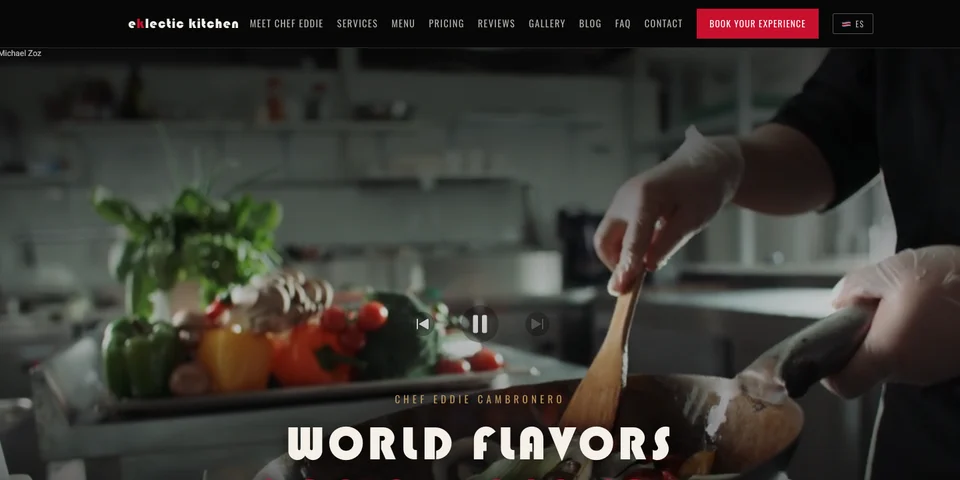 Página de inicio de Eklectic Kitchen, sabores del mundo con alma costarricense
