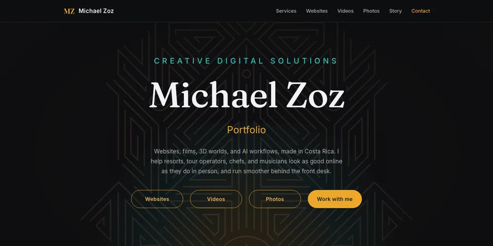 Página de inicio del portafolio de Michael Zoz